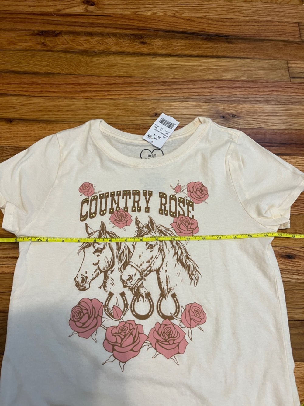 🌻 NWT Girls "Country Rose" Graphic Tee - Western Cowgirl Horse T-Shirt Size 14 - Picture 5 of 6